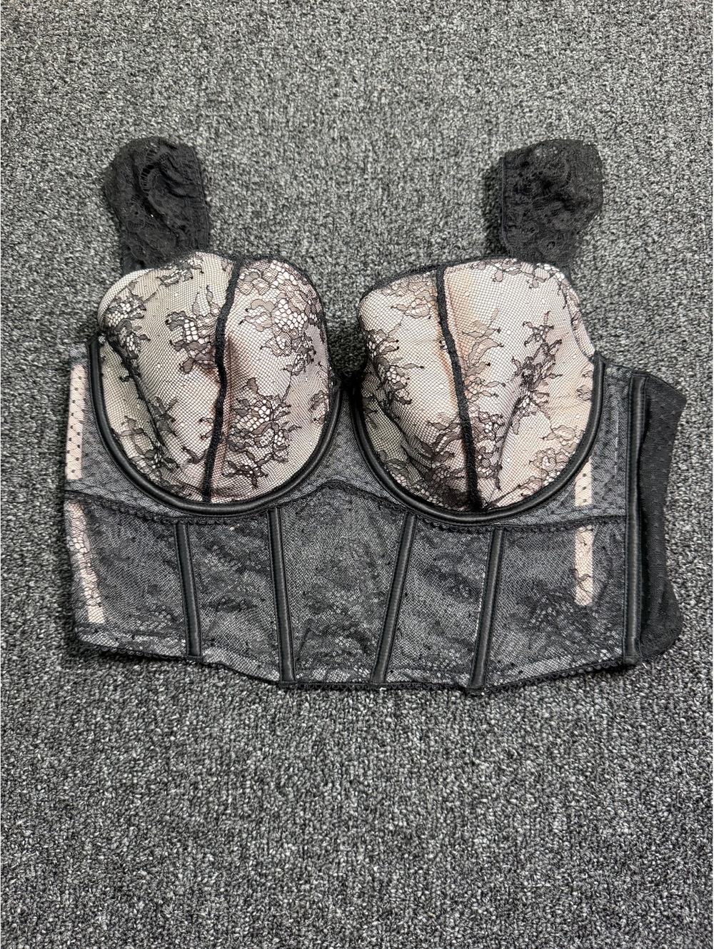 NWT Victoria's Secret Black Lace Longline Bra Bustier Corset